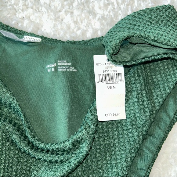 Aerie Cheekier High Cut Swim Bottoms Medium Green NWT - Picture 2 of 4